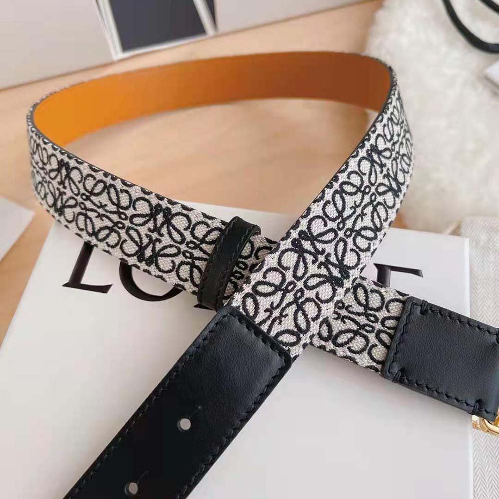 Loewe Women Anagram Belt in Jacquard and Calfskin Black - image 9