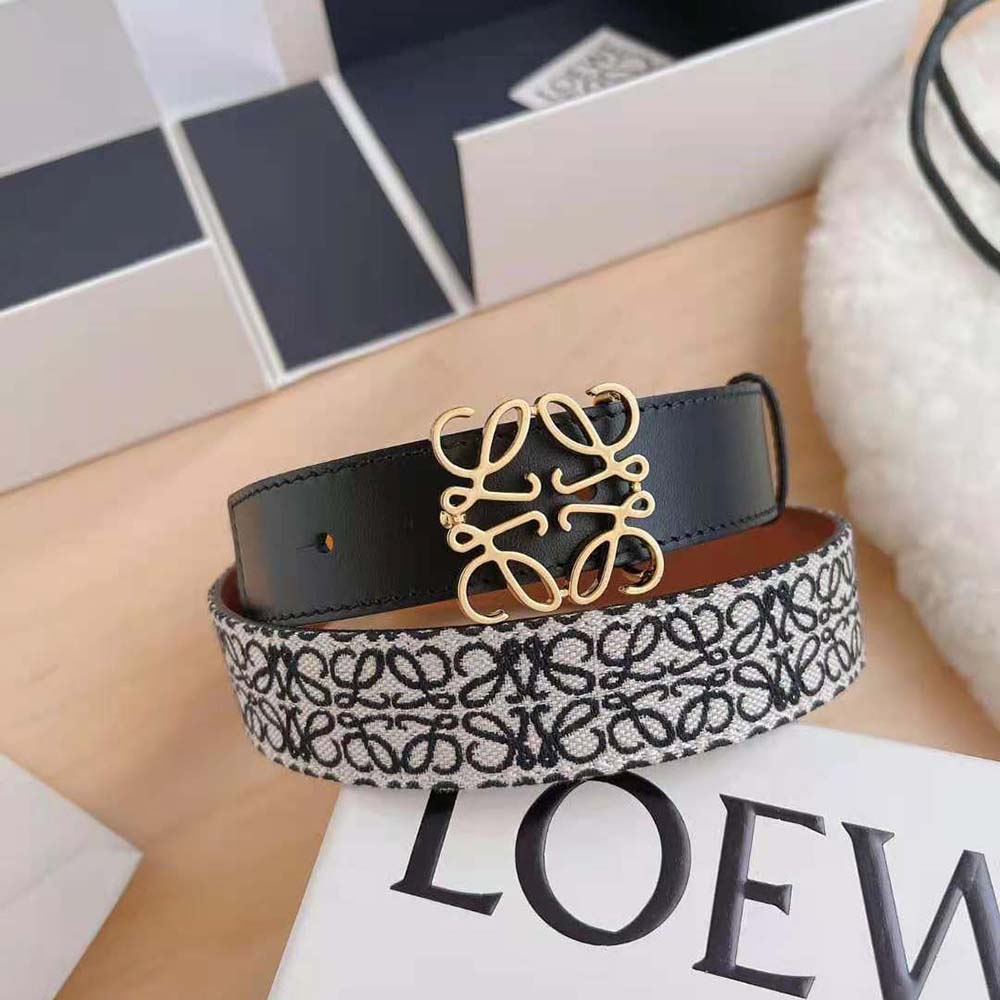 Loewe Women Anagram Belt in Jacquard and Calfskin Black - image 8