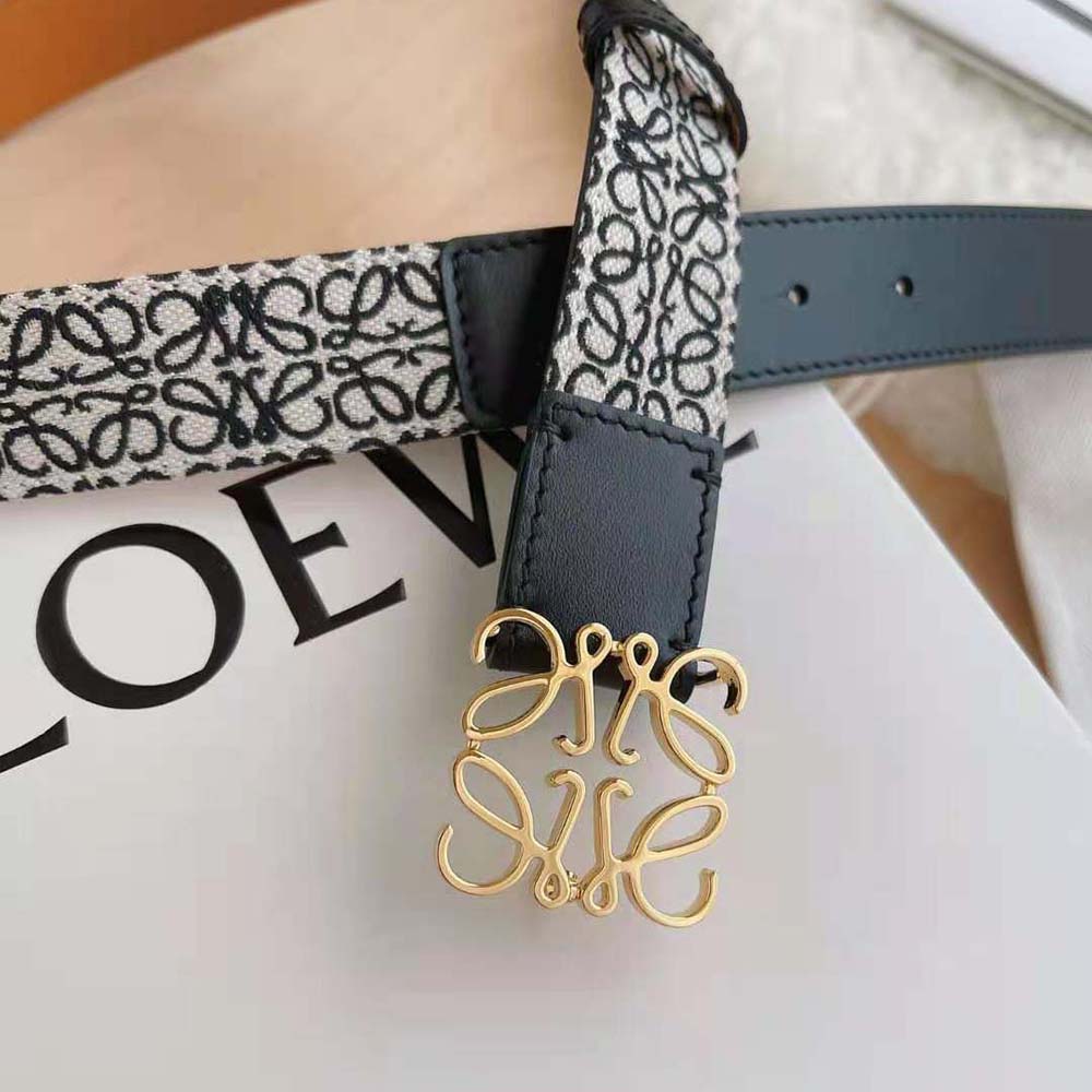 Loewe Women Anagram Belt in Jacquard and Calfskin Black - image 7