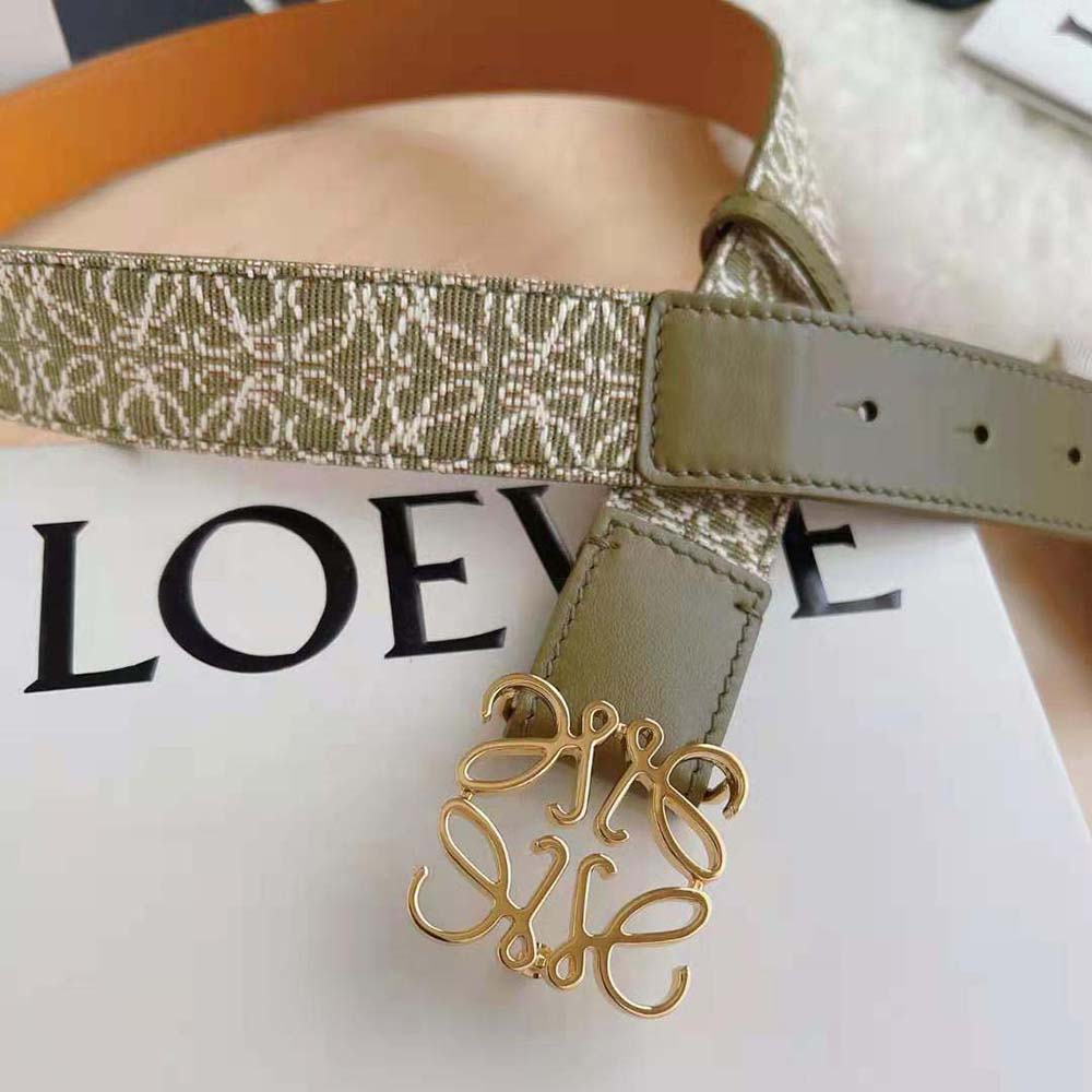 Loewe Women Anagram Belt in Jacquard and Calfskin-Green - image 9