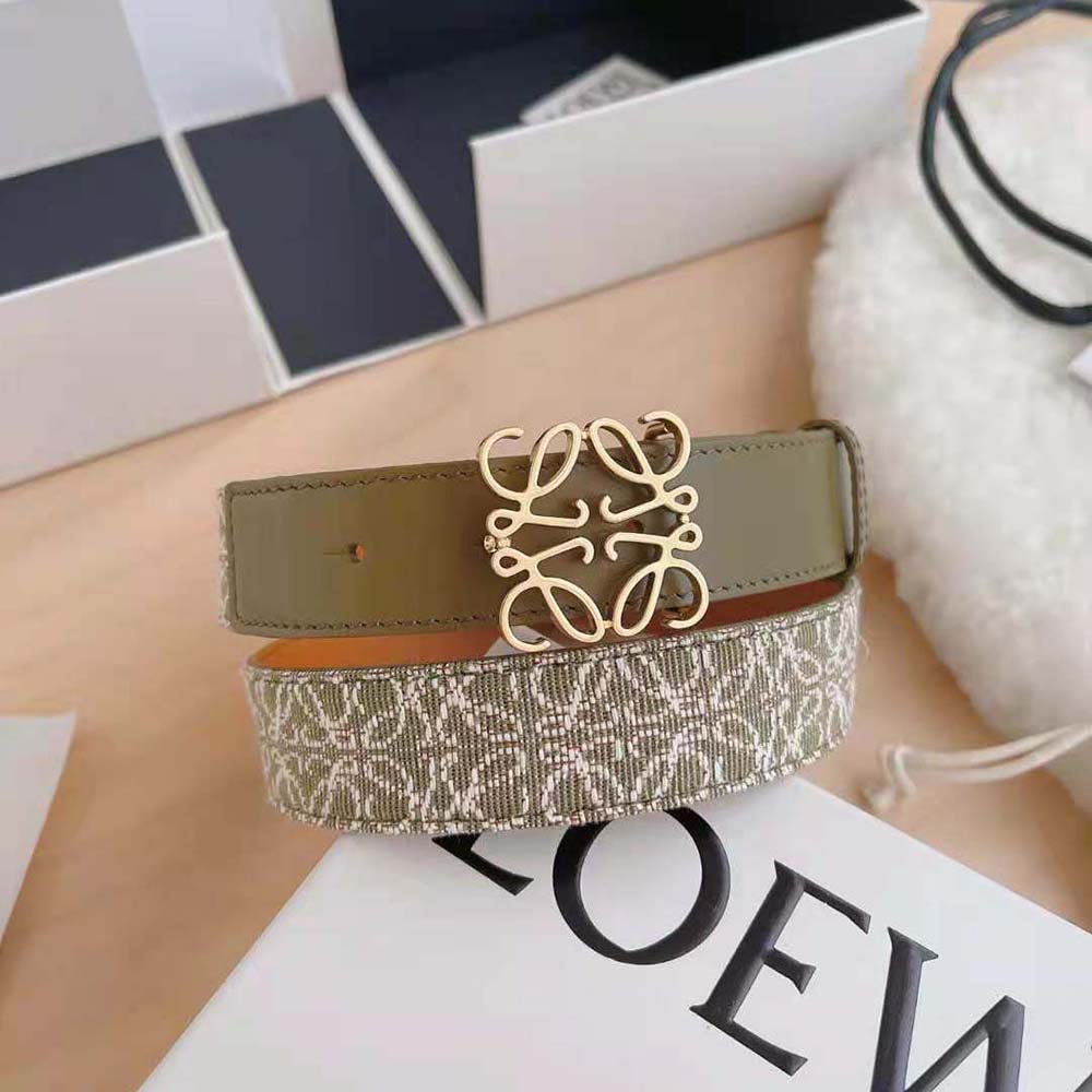 Loewe Women Anagram Belt in Jacquard and Calfskin-Green - image 8