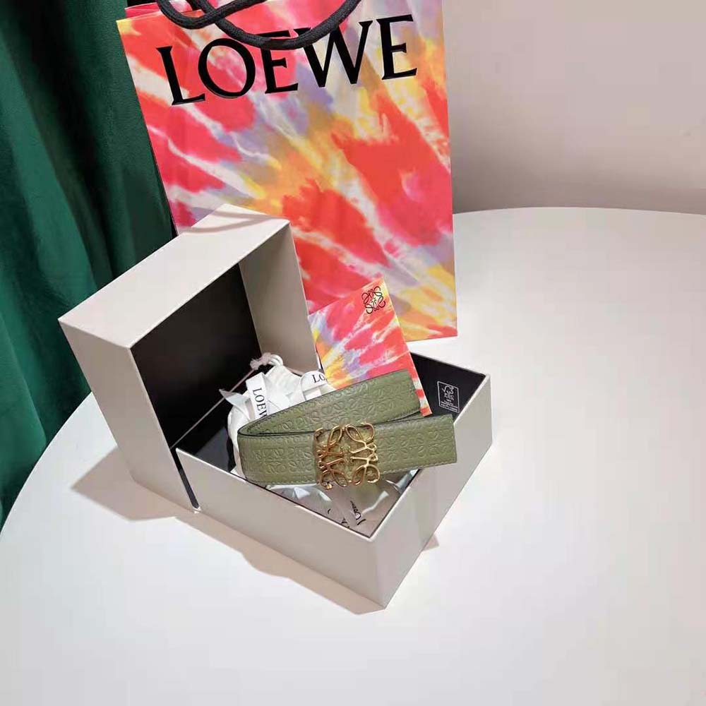 Loewe Women Anagram Belt in Silk Calfskin-Green - image 4