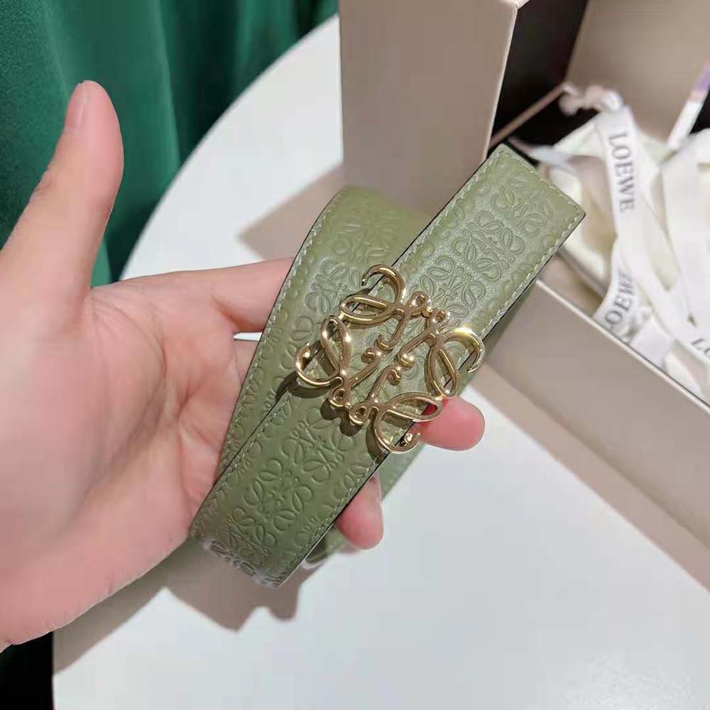 Loewe Women Anagram Belt in Silk Calfskin-Green - image 5