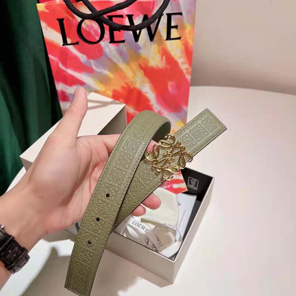 Loewe Women Anagram Belt in Silk Calfskin-Green - image 9