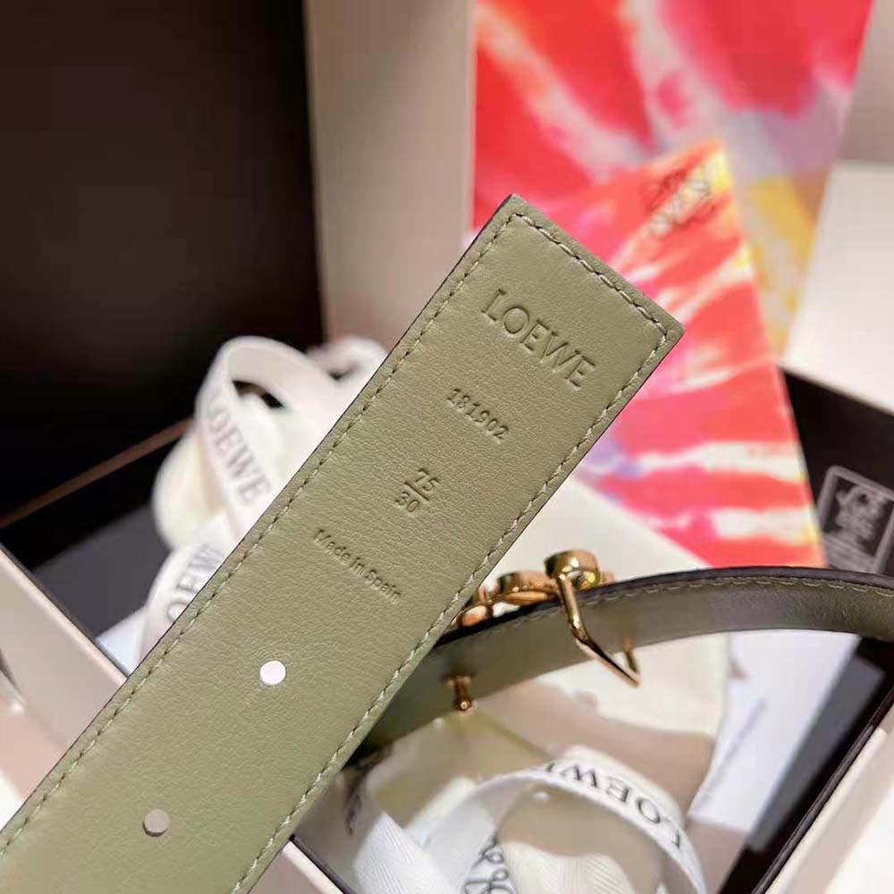 Loewe Women Anagram Belt in Silk Calfskin-Green - image 8