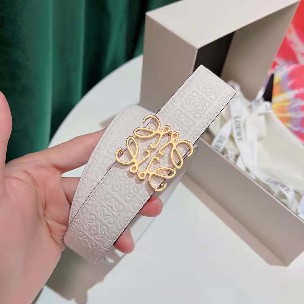 Loewe Women Anagram Belt in Silk Calfskin-White - image 7