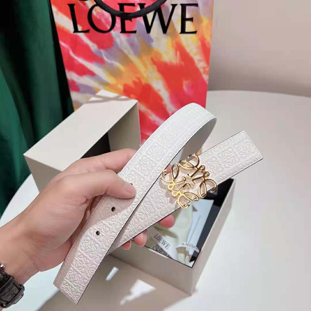 Loewe Women Anagram Belt in Silk Calfskin-White - image 6