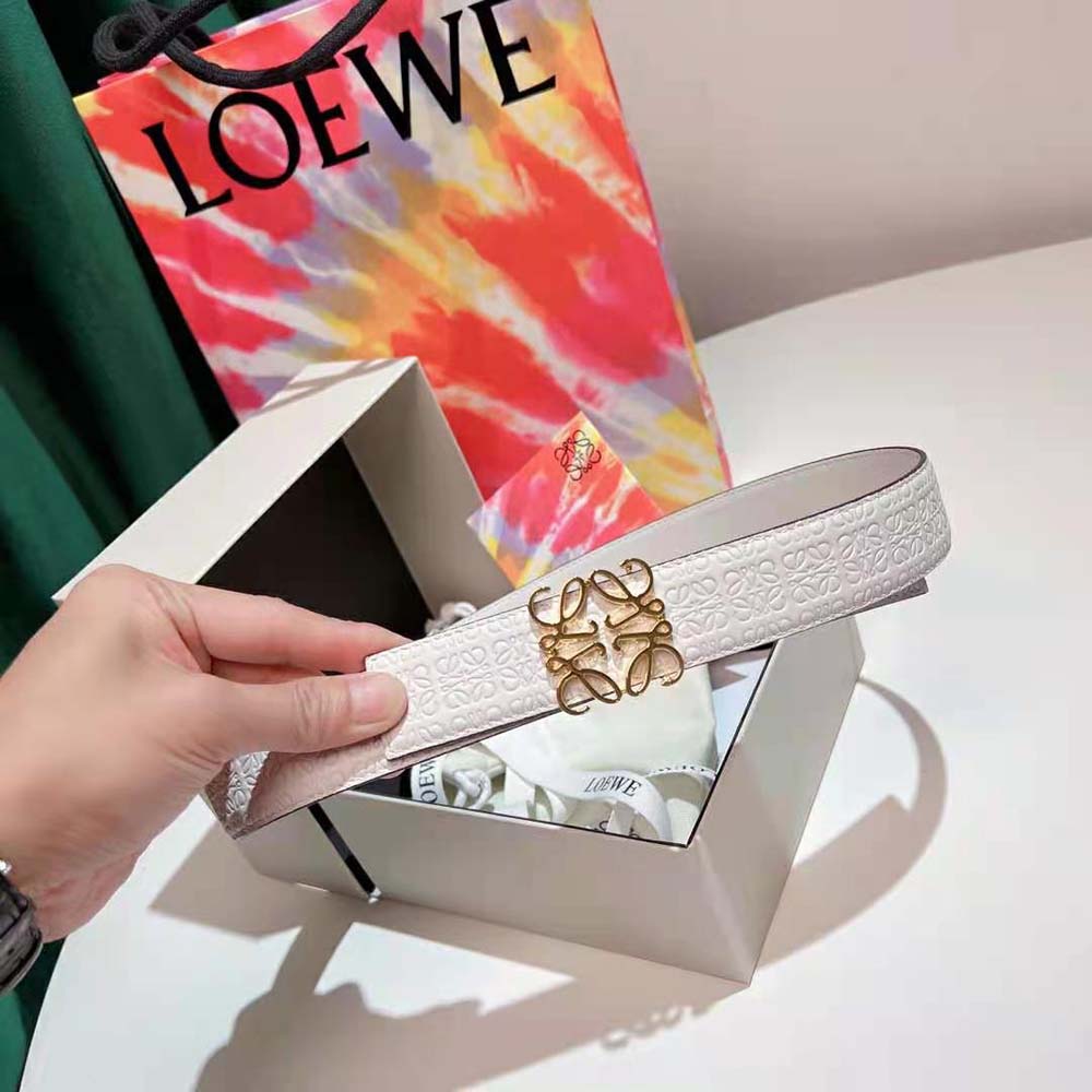 Loewe Women Anagram Belt in Silk Calfskin-White - image 5