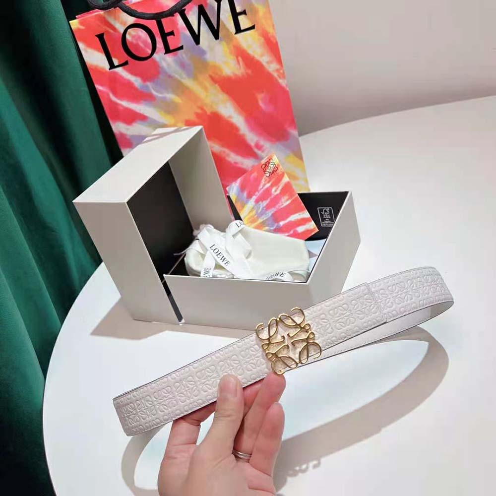 Loewe Women Anagram Belt in Silk Calfskin-White - image 4