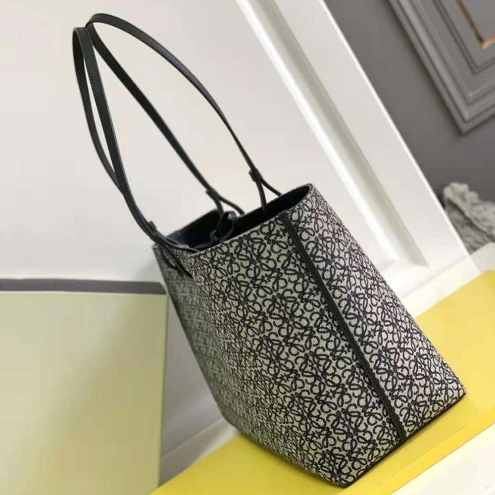 Loewe Women East West Tote Bag in Anagram Jacquard and Calfskin-Black - image 4