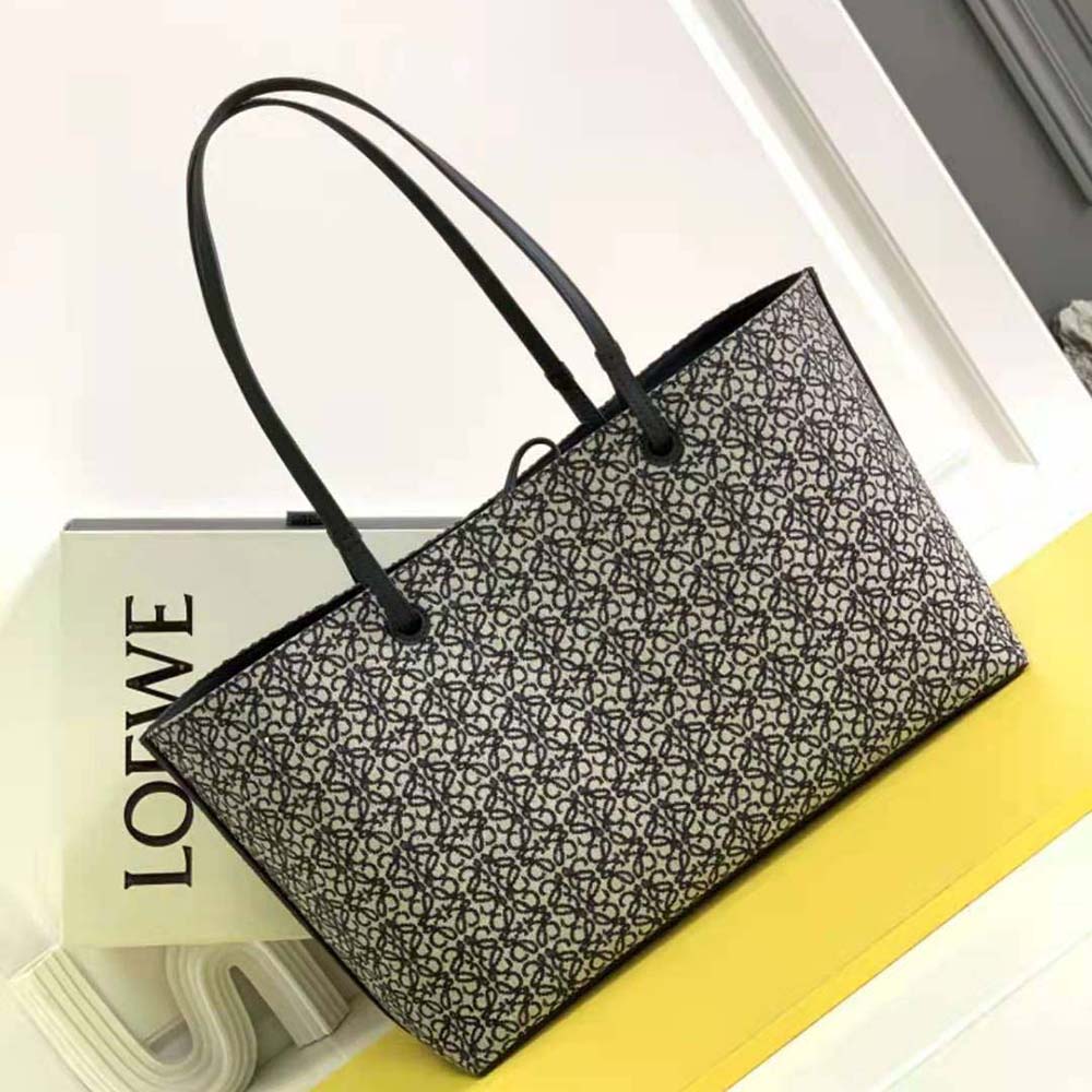 Side profile showcasing silhouette of Loewe Women East West Tote Bag Black