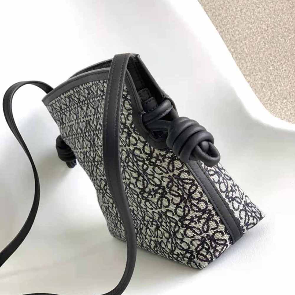 Loewe Women Mini Flamenco Clutch in Anagram Jacquard and Calfskin-Black - image 4