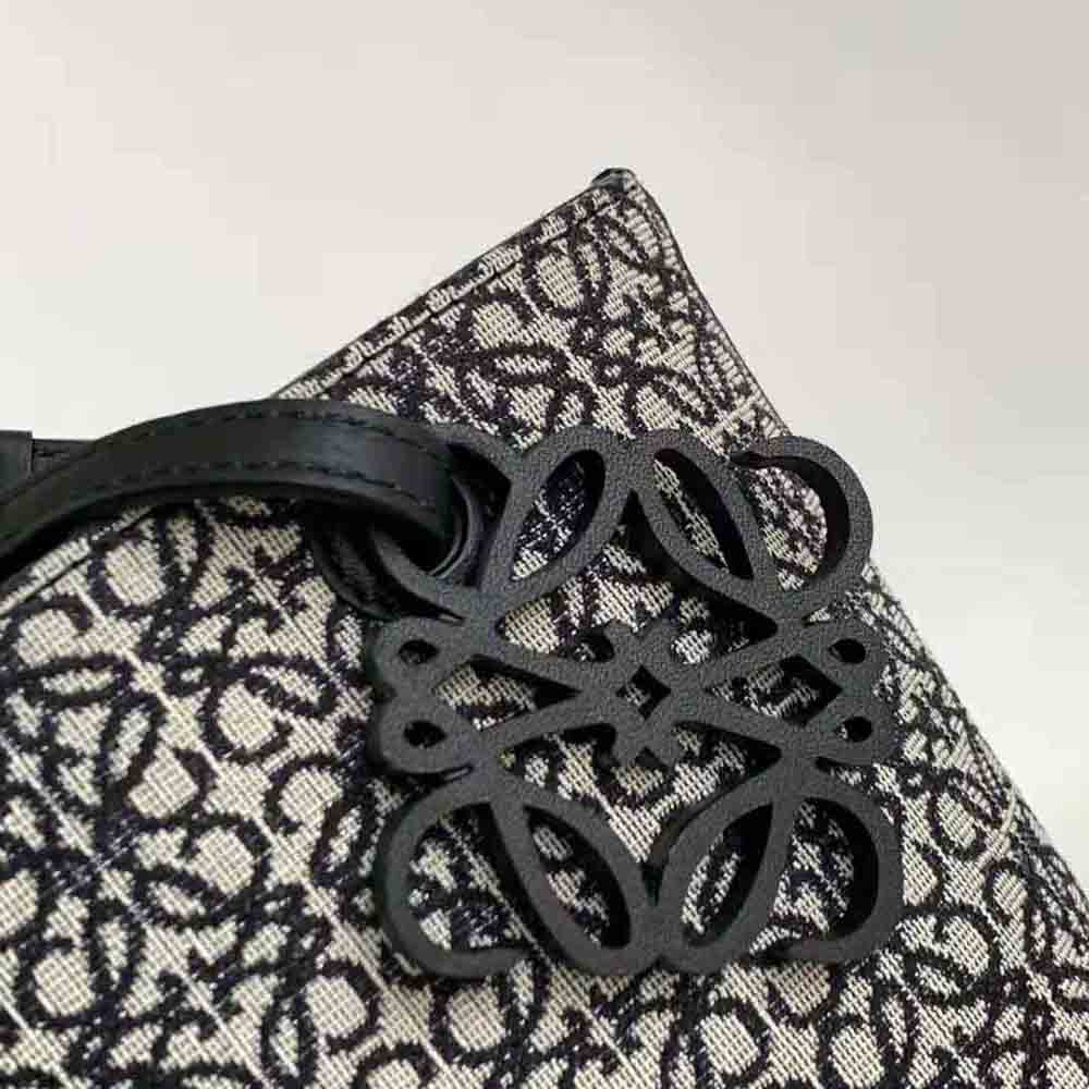 Loewe Women Square Tote Bag in Anagram Jacquard and Calfskin-Black - image 10