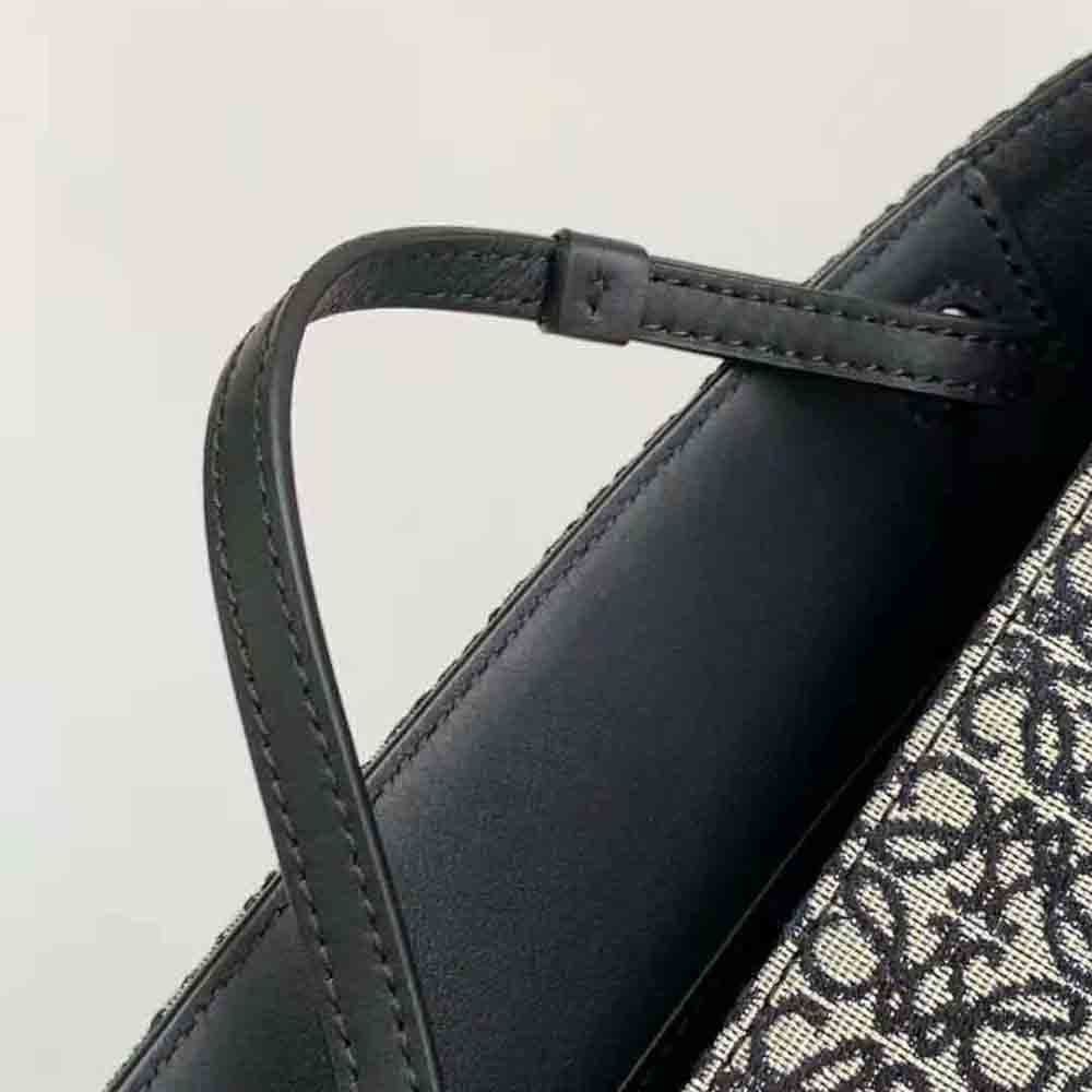 Loewe Women Square Tote Bag in Anagram Jacquard and Calfskin-Black - image 9