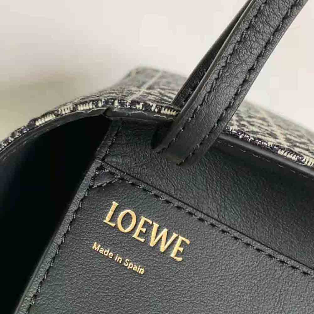 Loewe Women Square Tote Bag in Anagram Jacquard and Calfskin-Black - image 8