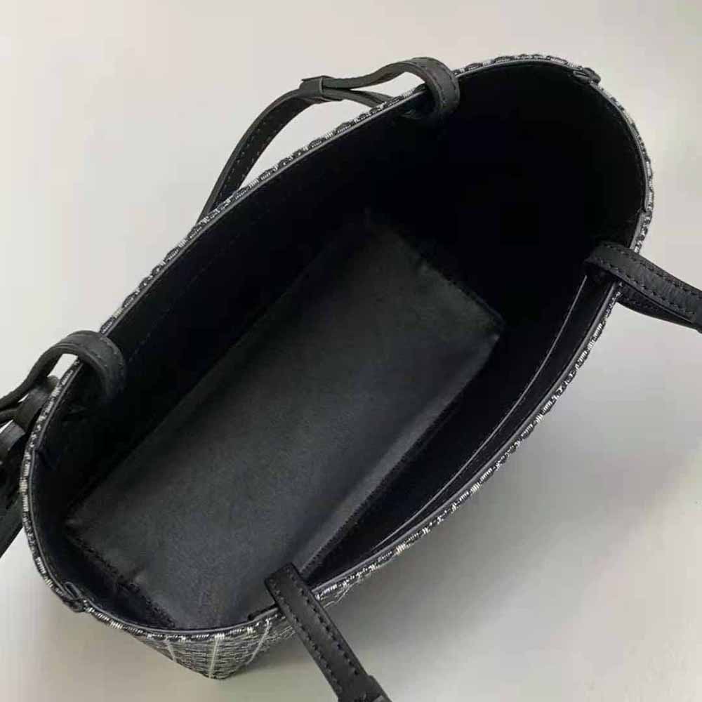 Loewe Women Square Tote Bag in Anagram Jacquard and Calfskin-Black - image 7