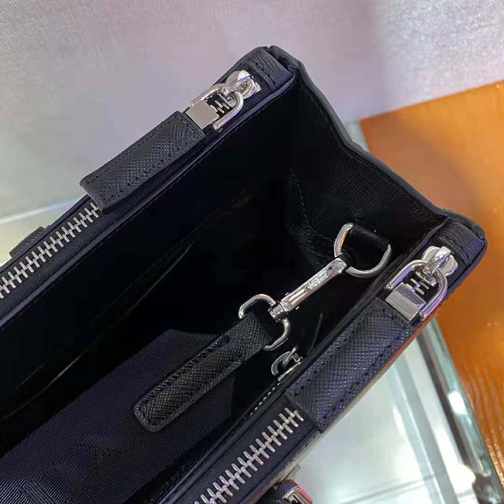 Prada Men Saffiano Leather Prada Galleria Bag-Black - image 9
