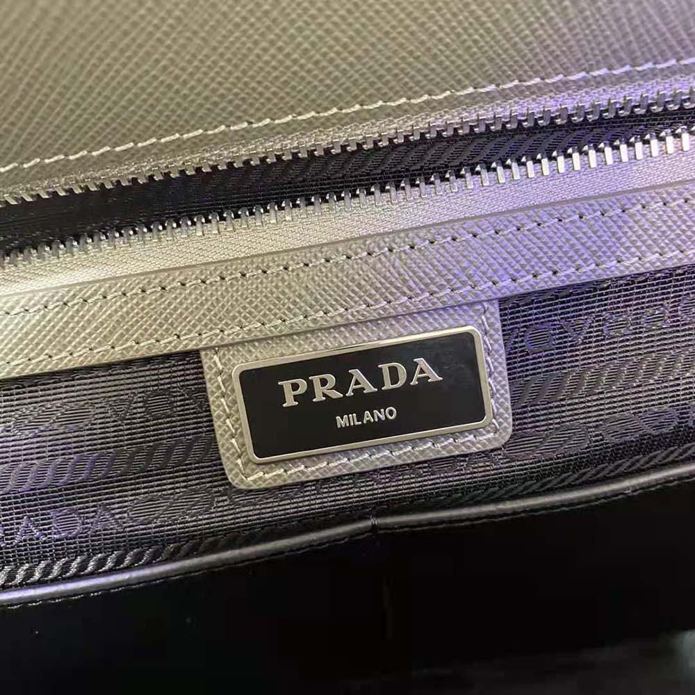 Prada Men Saffiano Leather Prada Galleria Bag-Silver - image 10
