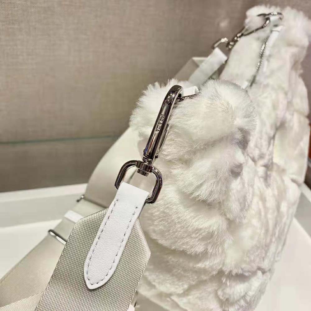 Prada Women A Patchwork-style Triangle Motif Characterizes Shearling Shoulder Bag - image 6