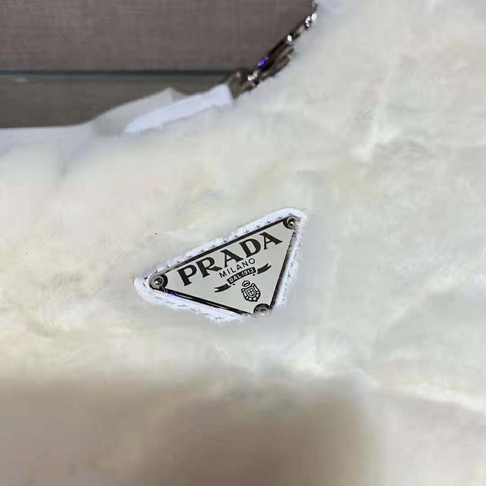 Prada Women A Patchwork-style Triangle Motif Characterizes Shearling Shoulder Bag - image 8