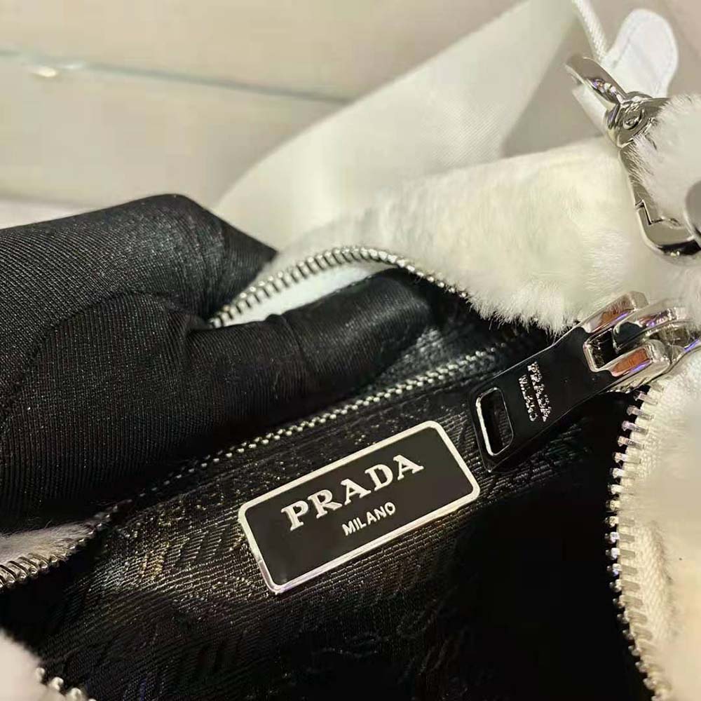 Prada Women A Patchwork-style Triangle Motif Characterizes Shearling Shoulder Bag - image 9