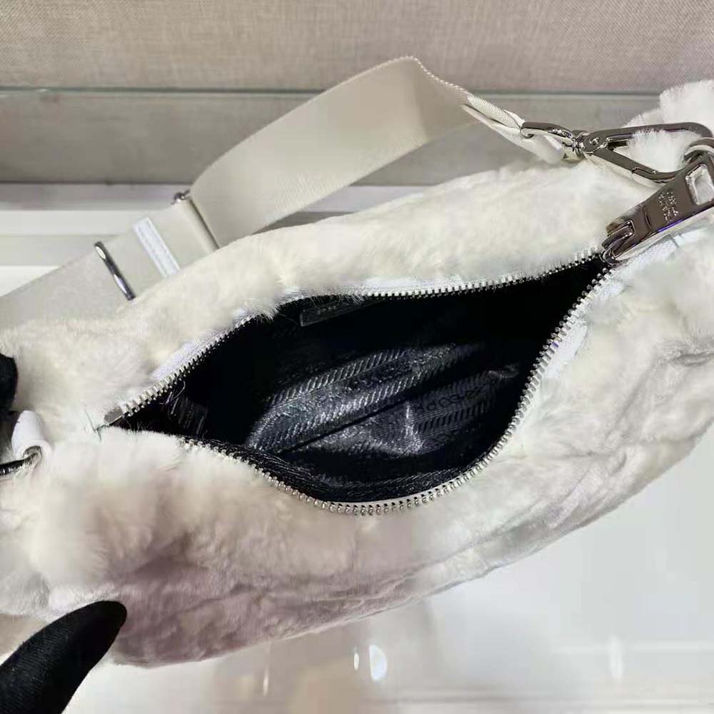 Prada Women A Patchwork-style Triangle Motif Characterizes Shearling Shoulder Bag - image 7