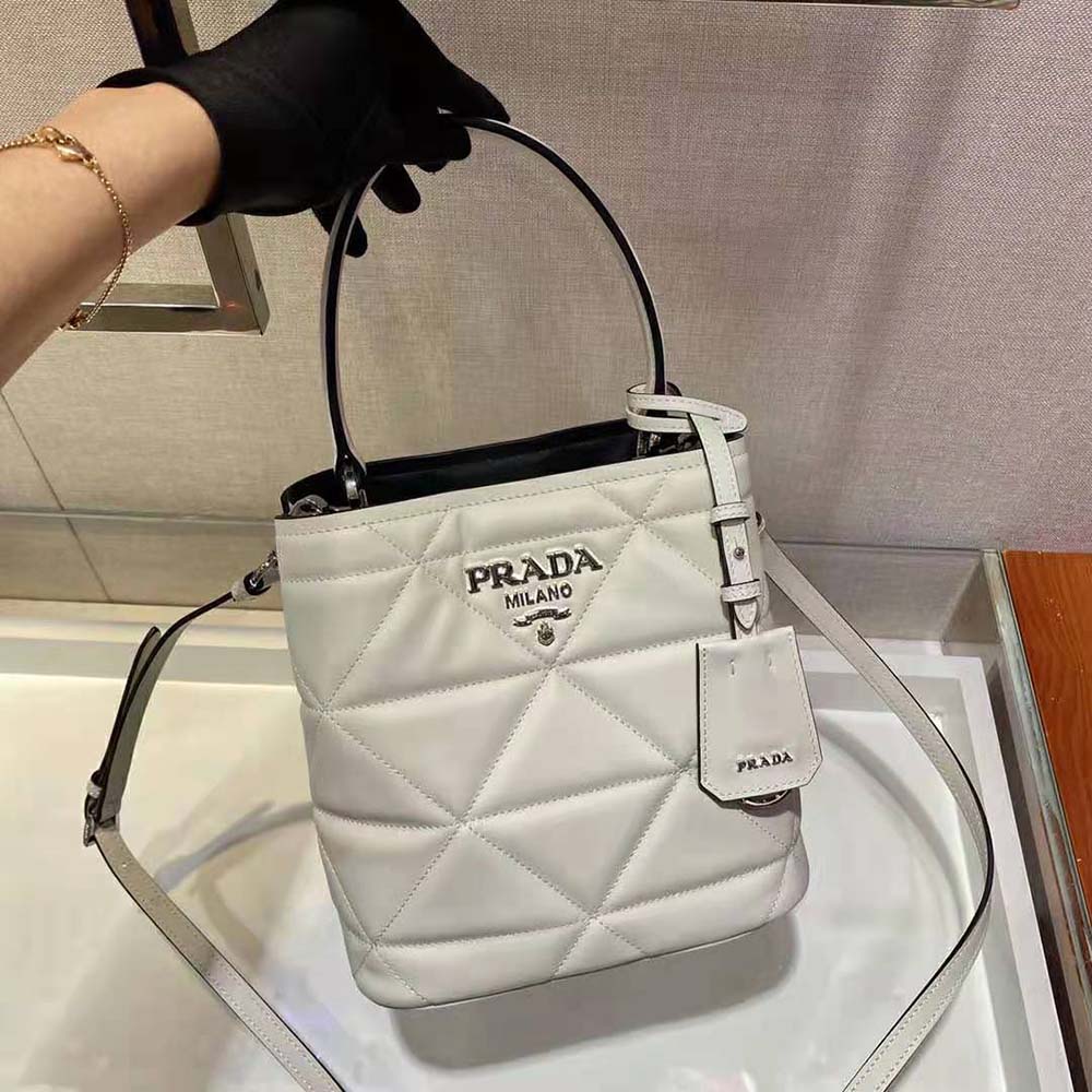 Prada Women Bucket Design Spectrum Leather Bag-White - image 4