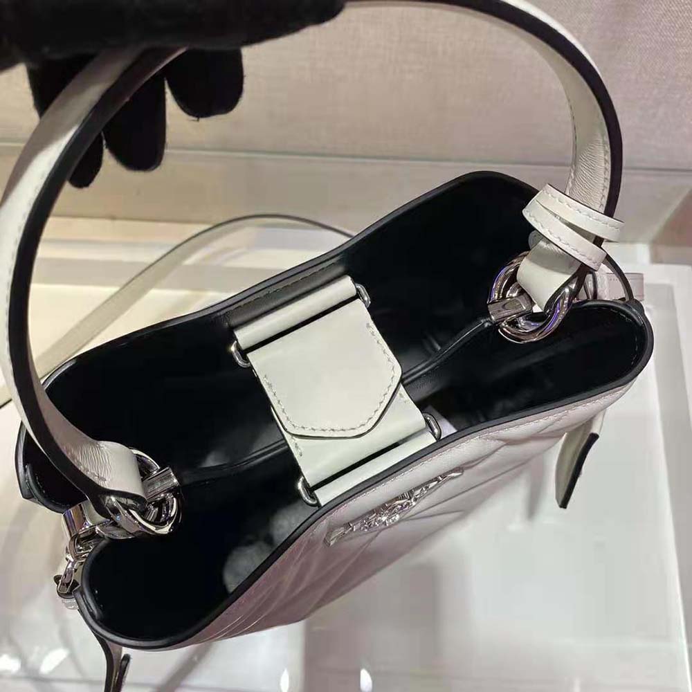 Prada Women Bucket Design Spectrum Leather Bag-White - image 8