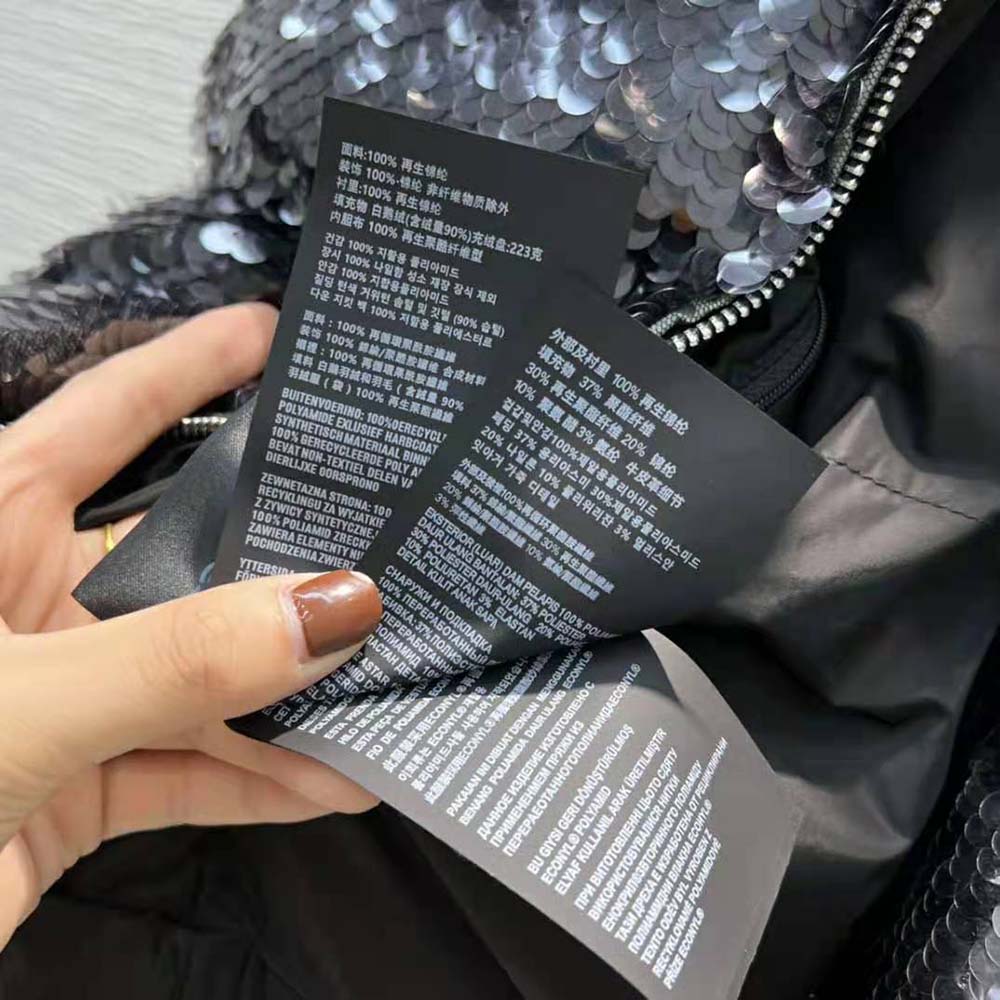 Prada Women Convertible Sequined Re-Nylon Down Jacket-Black - image 9