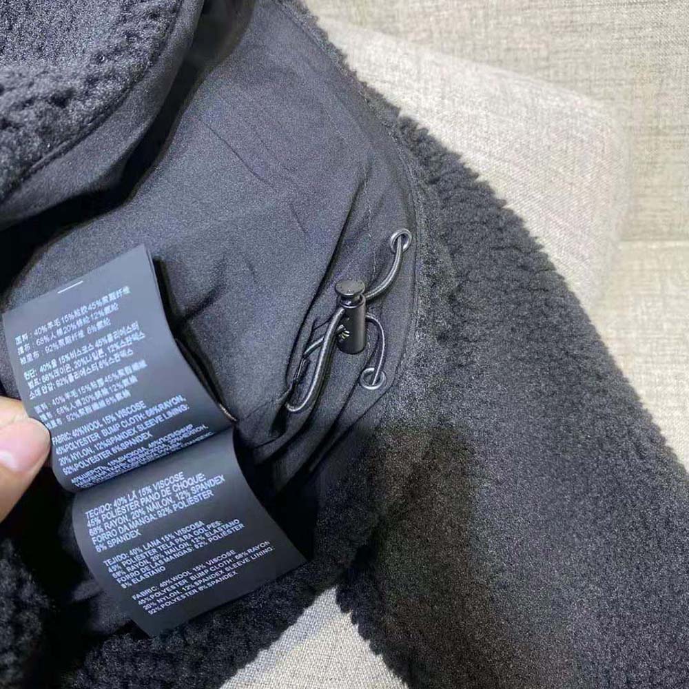 Prada Women Cropped Recycled Fleece Down Jacket-Black - image 10