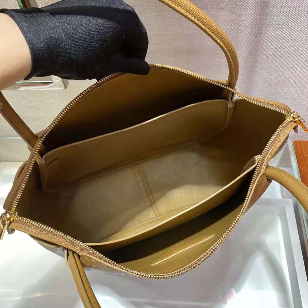 Prada Women Medium Leather handbag with the Prada Metal Lettering Logo Illuminating Its Center - image 9