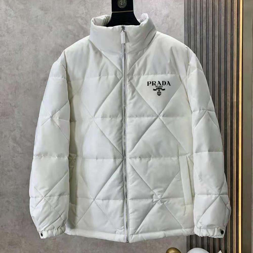 Side profile showing silhouette of Prada Women Re-Nylon Down Jacket-White