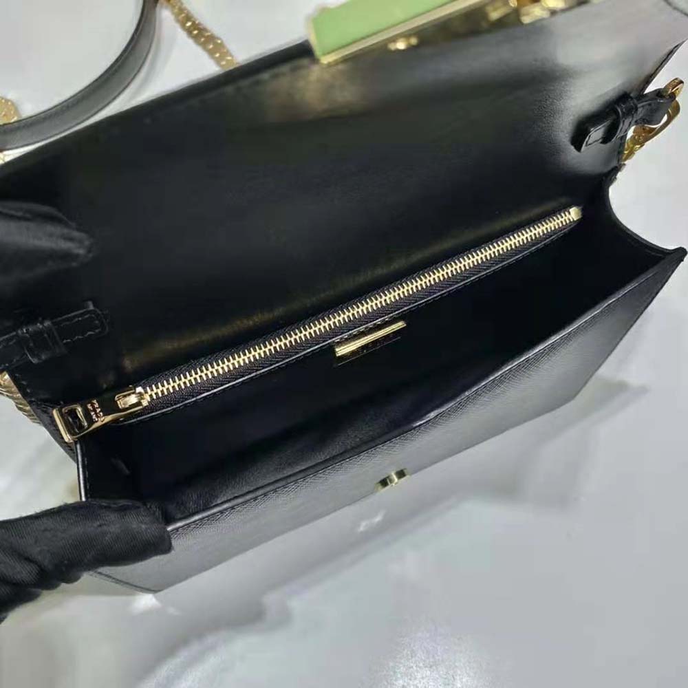 Prada Women Saffiano Leather Shoulder Bag-Black - image 8