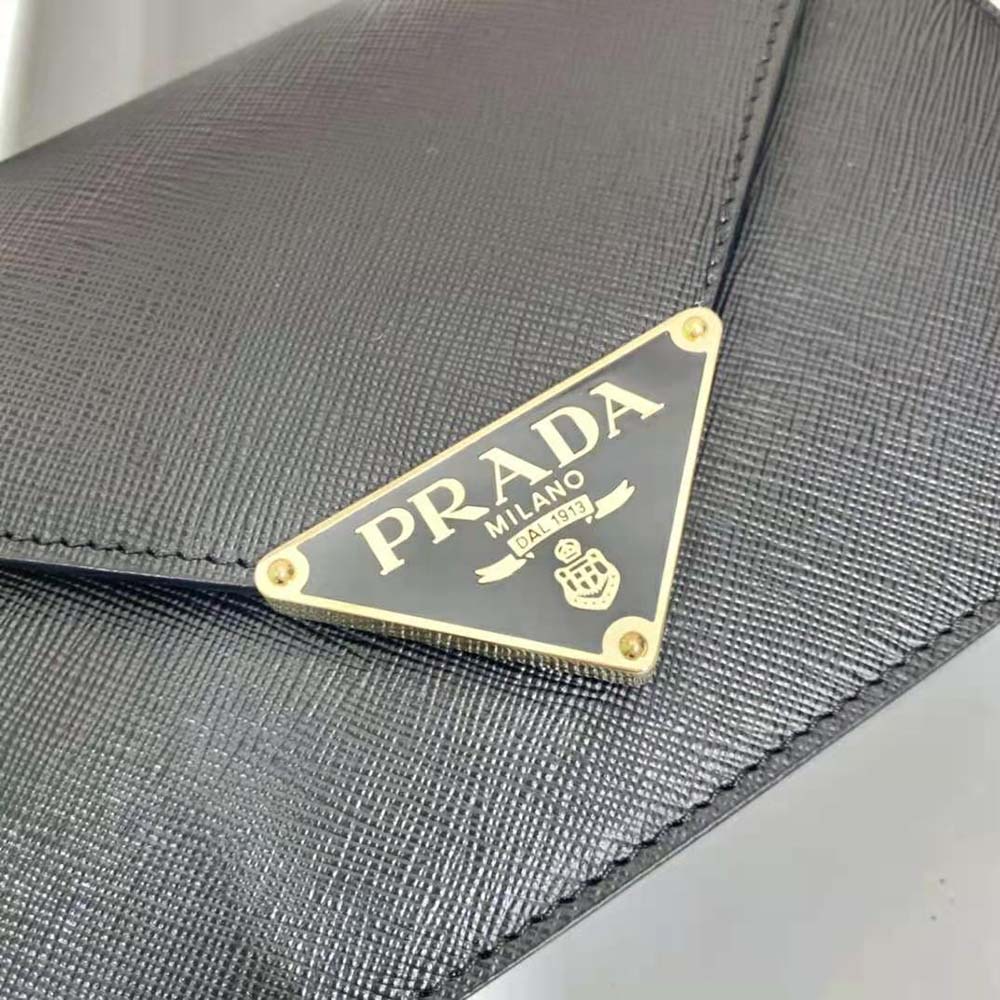 Prada Women Saffiano Leather Shoulder Bag-Black - image 9