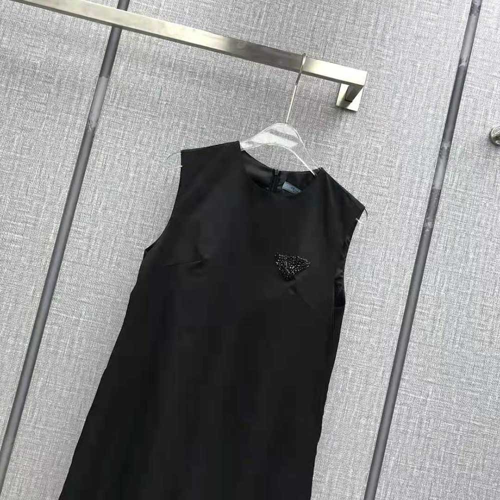 Prada Women Sleeveless Round-neck Re-Nylon Mini-Dress-Black - image 4