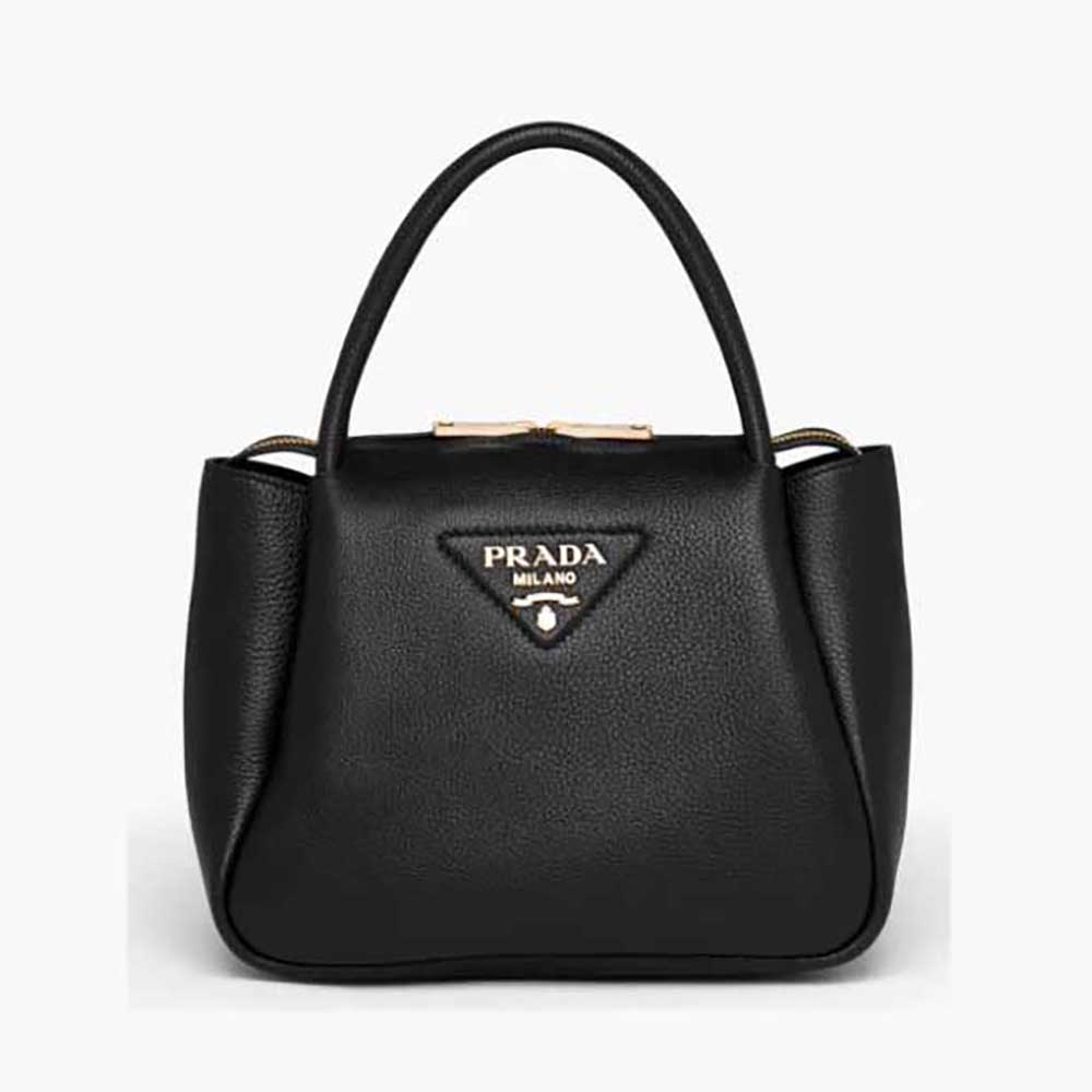 Front view of Prada Women Small leather Handbag with metal logo