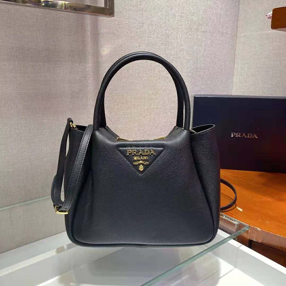 Side angle showing silhouette of Prada Women Small leather Handbag