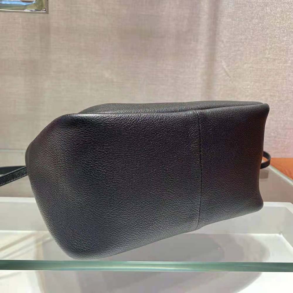 Prada Women Small leather Handbag with the Prada Metal Lettering Logo Illuminating Its Center - image 7