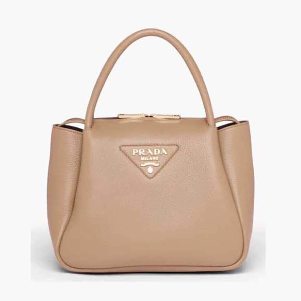 Front view of Prada Women Small leather Handbag with metal logo