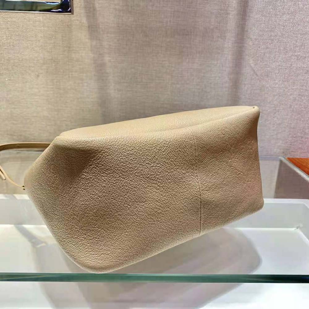 Prada Women Small leather Handbag with the Prada Metal Lettering Logo Illuminating Its Center-Sandy - image 7