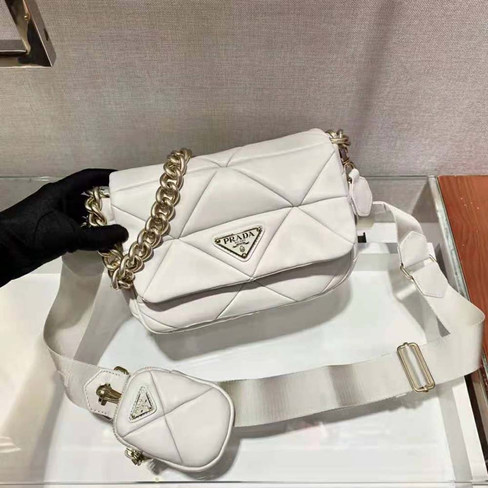 Prada Women System Nappa Leather Patchwork Bag-White - image 4
