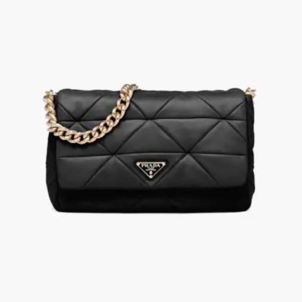 Front view of Prada Women System Nappa Leather Patchwork Bag-Black