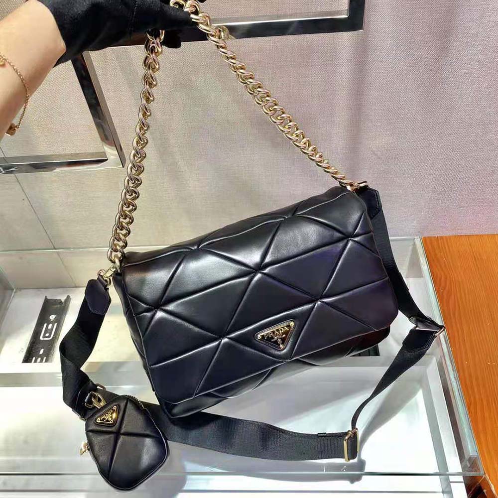 Prada Women System Nappa Leather Patchwork Bag-Black - image 5