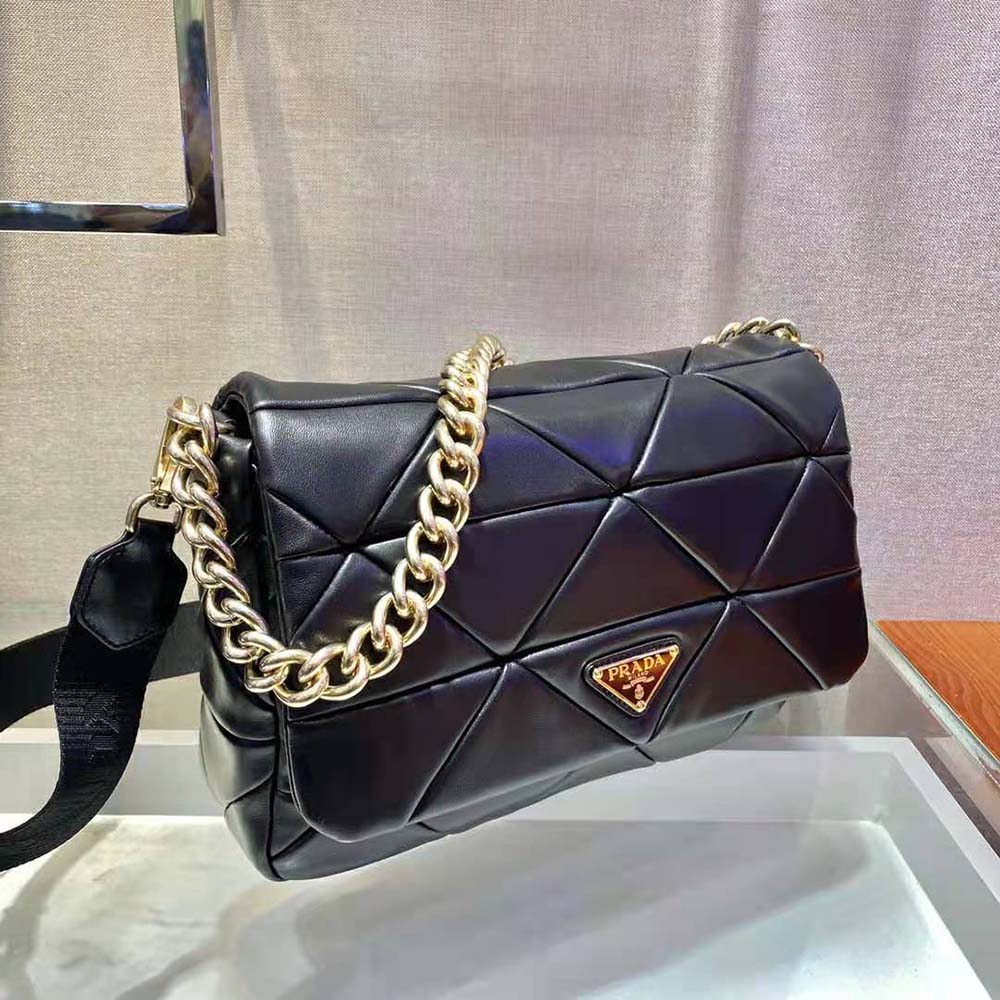 Prada Women System Nappa Leather Patchwork Bag-Black - image 4