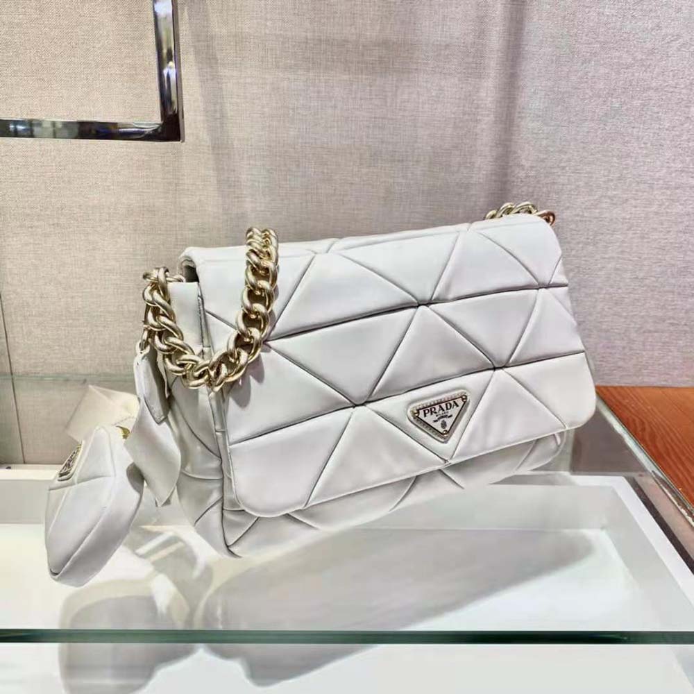 Prada Women System Nappa Leather Patchwork Bag-White - image 4