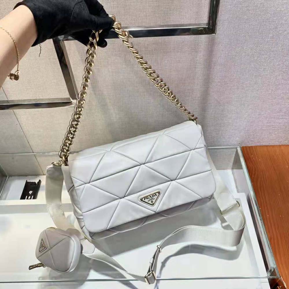 Prada Women System Nappa Leather Patchwork Bag-White - image 5