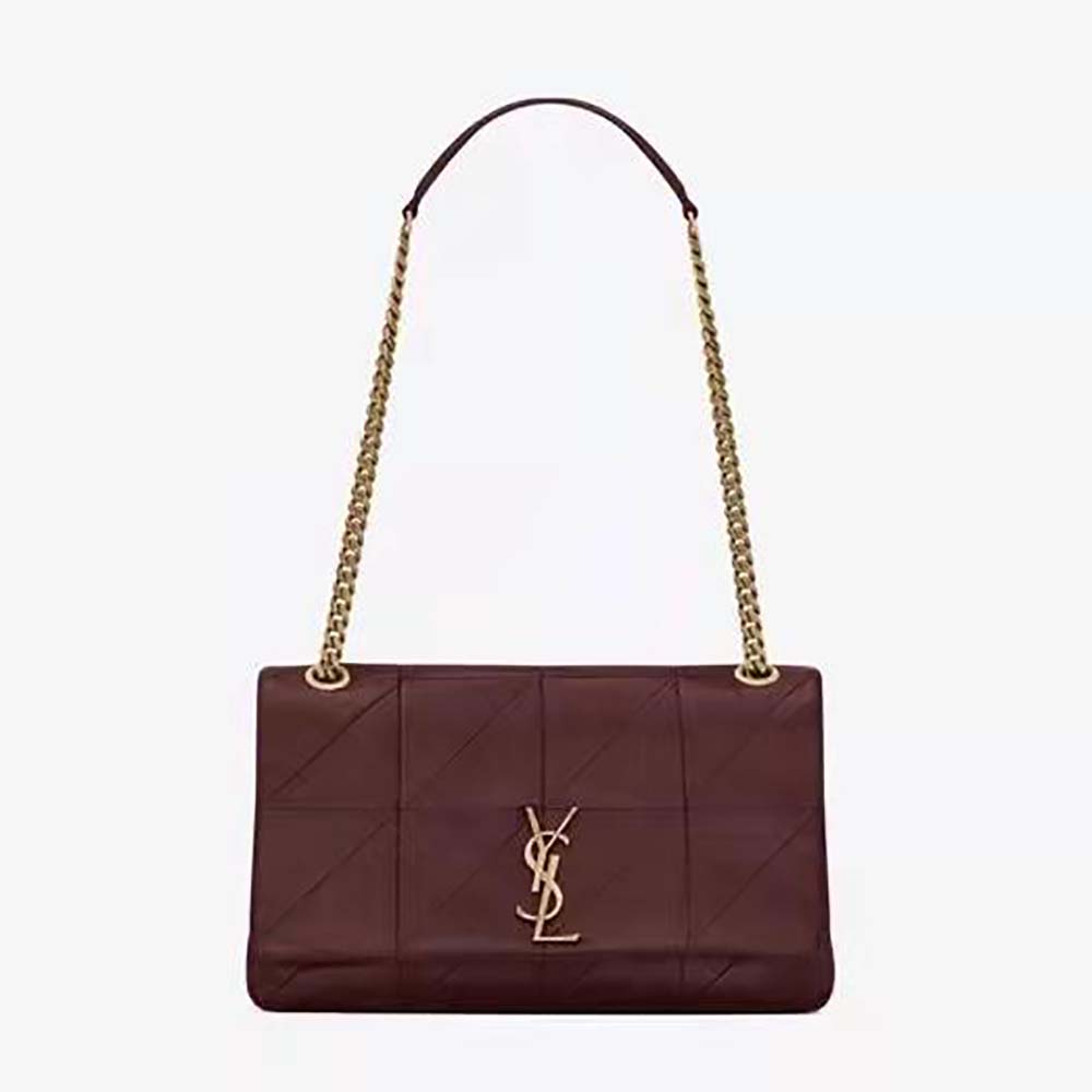 Saint Laurent YSL Women Jamie Medium Carre Reive Gauche in Lambskin-Maroon - image 1