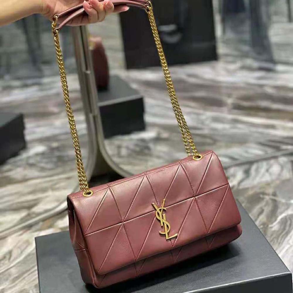Saint Laurent YSL Women Jamie Medium Carre Reive Gauche in Lambskin-Maroon - image 2