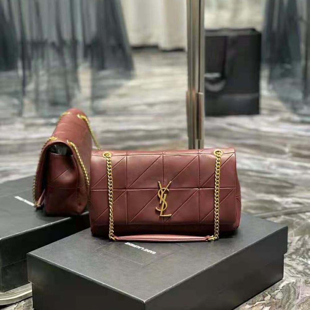 Saint Laurent YSL Women Jamie Medium Carre Reive Gauche in Lambskin-Maroon - image 3