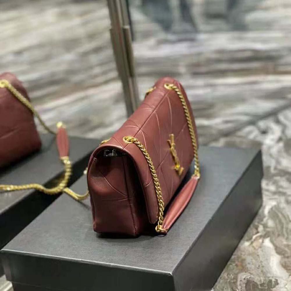 Saint Laurent YSL Women Jamie Medium Carre Reive Gauche in Lambskin-Maroon - image 5